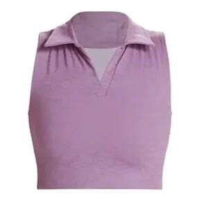 Purple Women's Collared Sports Bra Crop Top